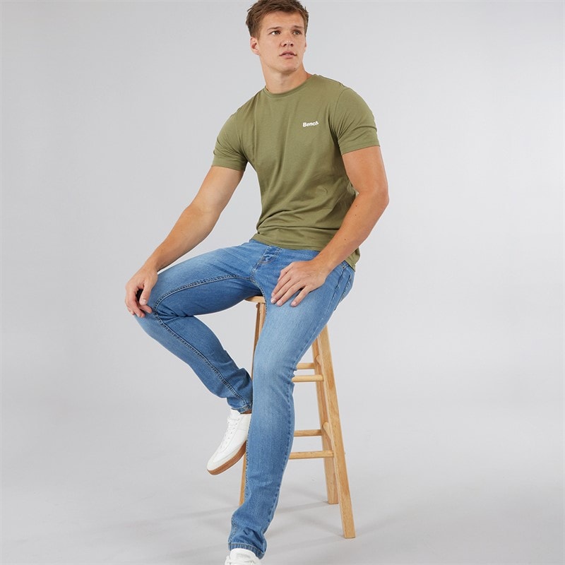 Bench Herre Envoy Fem-pak T-shirts Sort/Lyse Khaki/Hvid/Sten/Stålgrå - Billede 4