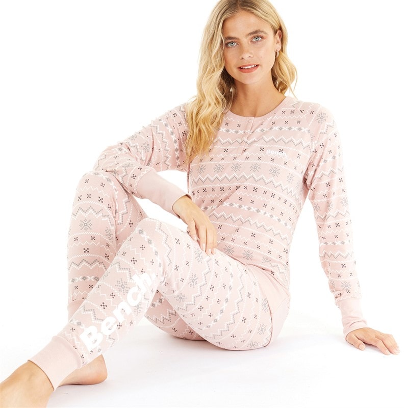 Bench Dame Soffi Loungewear Set Stoflig Rosa Fairisle - Billede 1