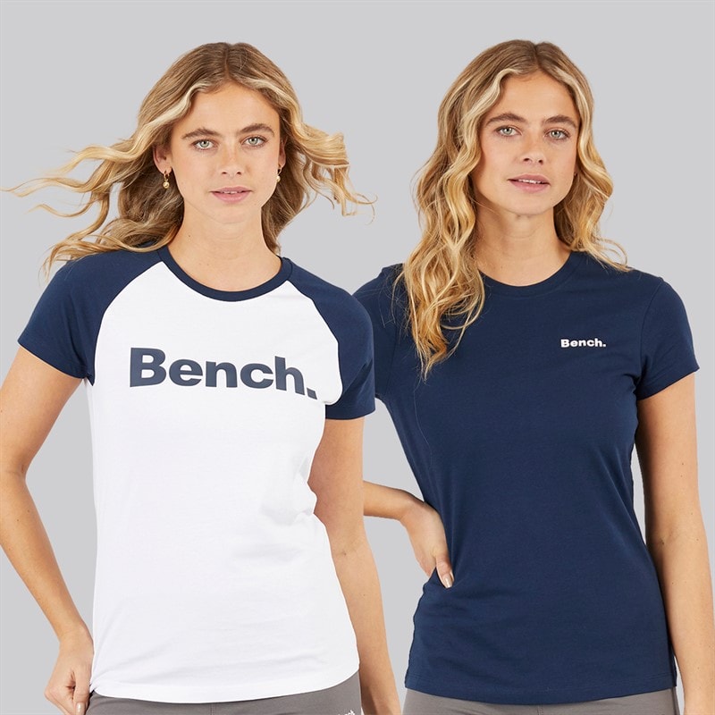 Bench Dame T-shirts Nerissa Topak Hvid/Blå - Billede 1