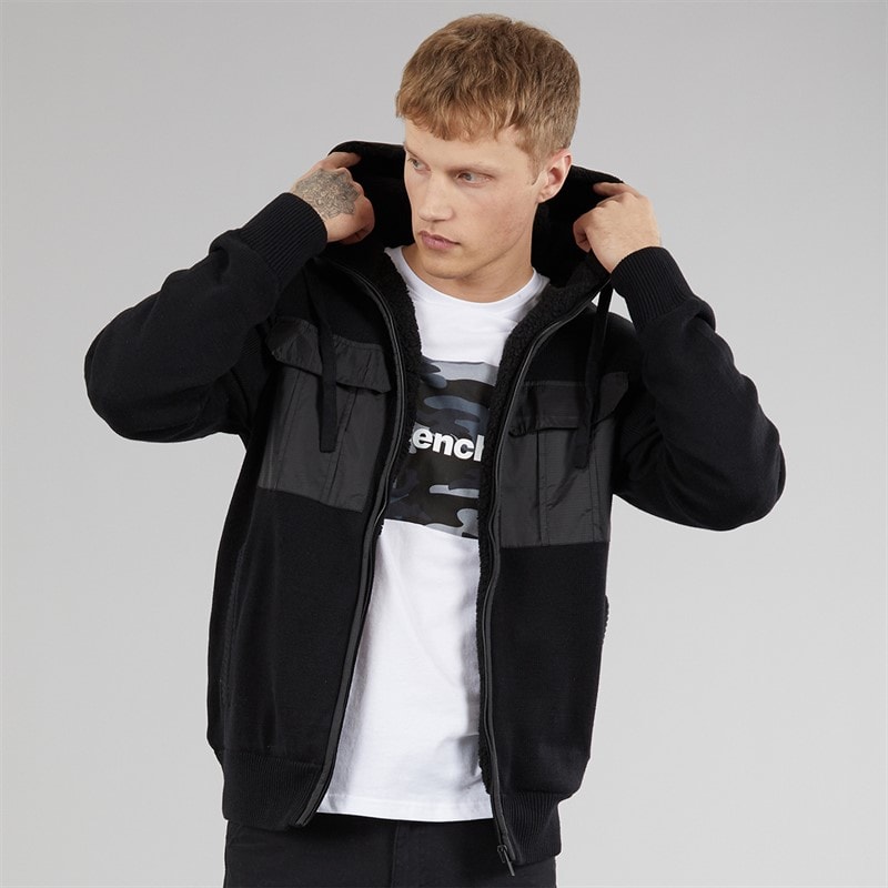 Bench Herre Strikket Hoodie Sort - Billede 1