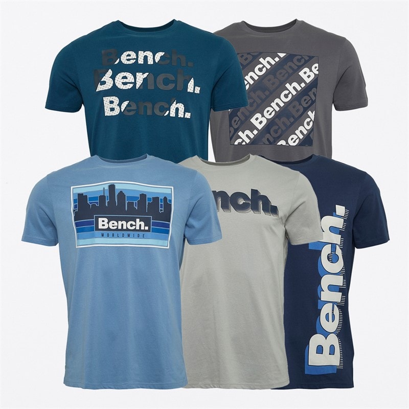 Bench Herre Stordon T-Shirts 5-pak Dustet Blågrøn/Frostgrå/Marineblå/Frostblå/Stålgrå - Billede 1