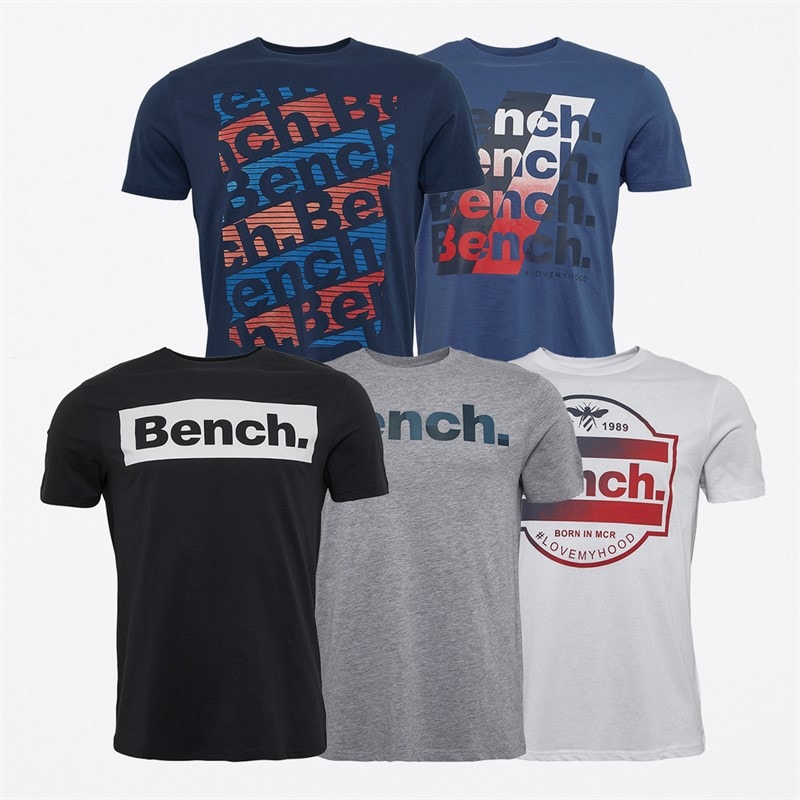 Bench Mænd Beoley 5-pak T-shirts Mellemblå/Hvid/Sort/Grå Melange/Marineblå - Billede 1