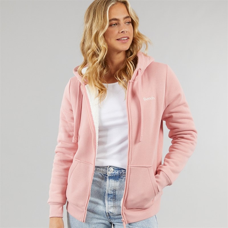 Bench Dame Mintz Teddyforet Zip-gennem Hoodie Blush - Billede 1