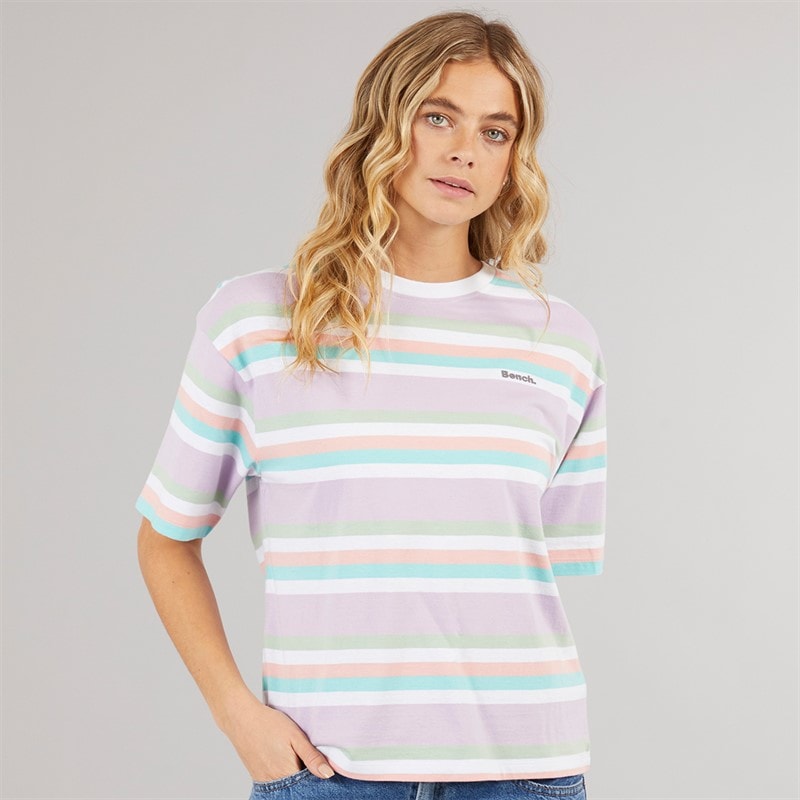 Bench T-shirt Sharni med lilla striber til kvinder