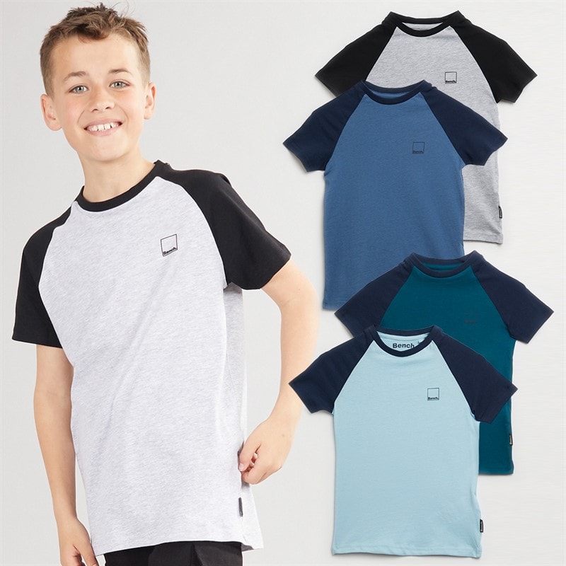 Bench Drenge Marster Fem Pakke T-Shirts Gråmeleret / Is / Blågrøn / Hvid / Skiferblå