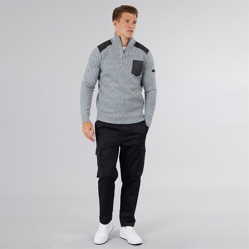 Bench Herre Verto 1 / 4 Zip Funnel Neck Jumper Lys Grå Melering - Billede 4