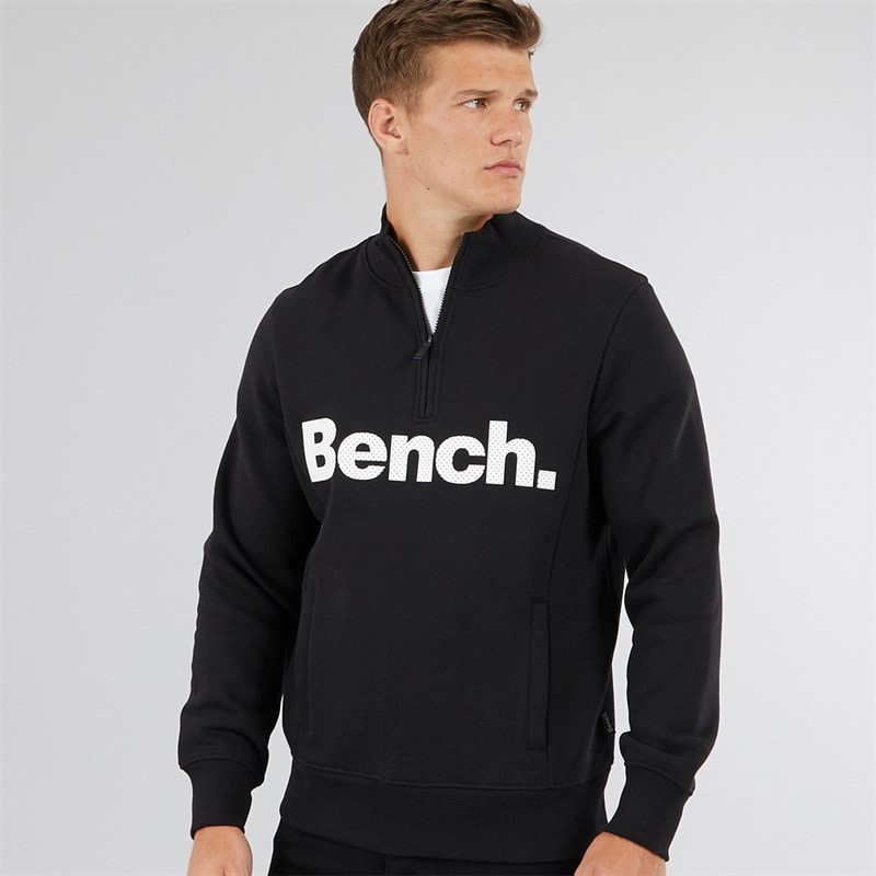 Bench Herre Plinth Spots 1/4 Zip Funnel Neck Sweatshirt Sort - Billede 1
