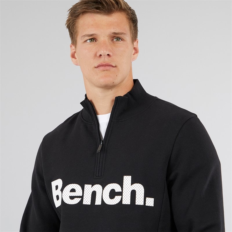 Bench Herre Plinth Spots 1/4 Zip Funnel Neck Sweatshirt Sort - Billede 3