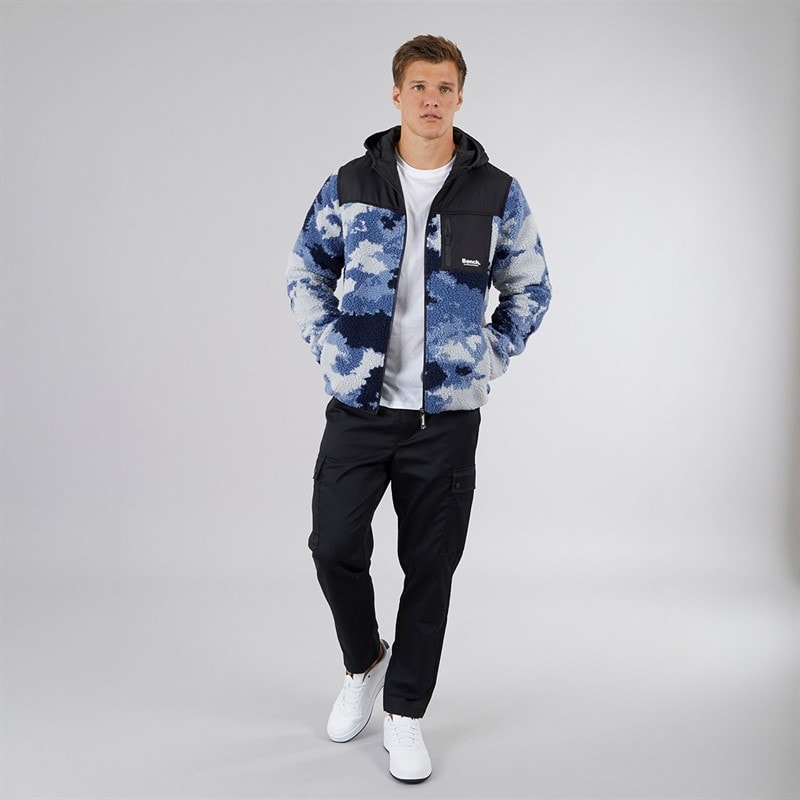 Bench Herre Sableo Fleece Hættetrøje Blå Camo - Billede 3