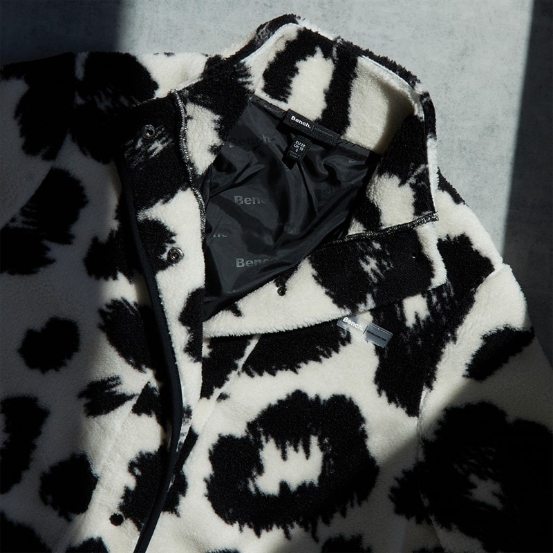 Bench Dame Gorla Borg Fleece Vinter Hvid / Sort Leopard - Billede 3