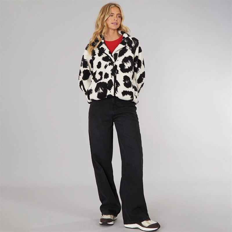 Bench Dame Gorla Borg Fleece Vinter Hvid / Sort Leopard - Billede 4