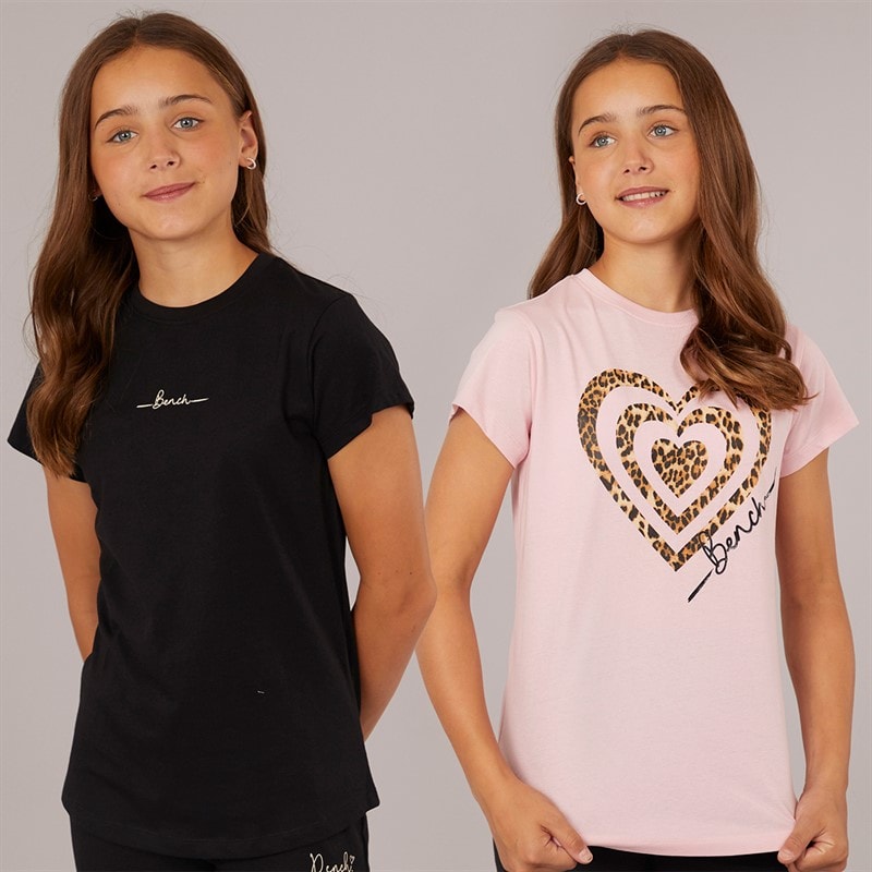 Bench Piger Heartli To Pakke T-Shirts Lyserød / Sort