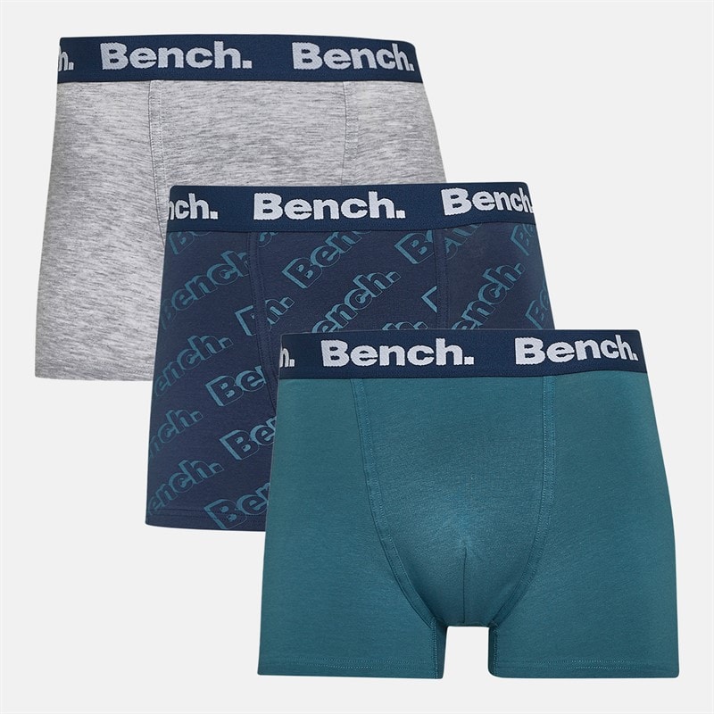 Bench Herre Bodhi Tre Pak Boksershorts Navy AOP/Faded Teal/Gråmeleret - Billede 1