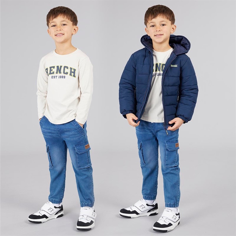Bench Drenge vinterjakke t-shirt og jeans sæt Blå