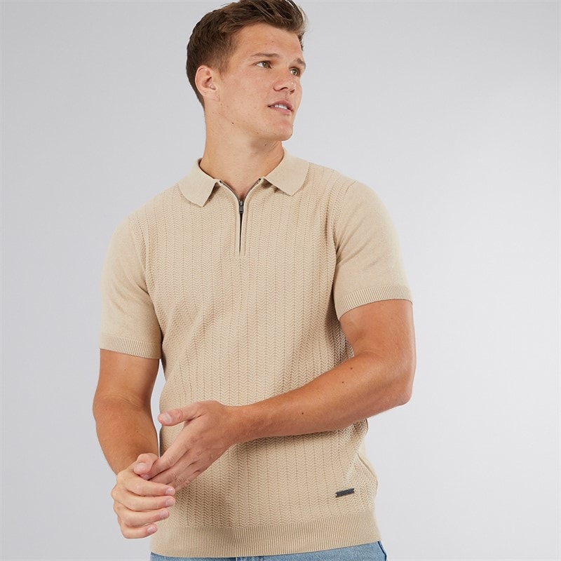 Bench Herre Brescia Strikket Polo Stone - Billede 1