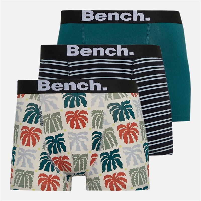 Bench Herre Geyord Tre Pak Underbukser Ecru Aop/Teal/Yarn Dyed Stripes - Billede 1