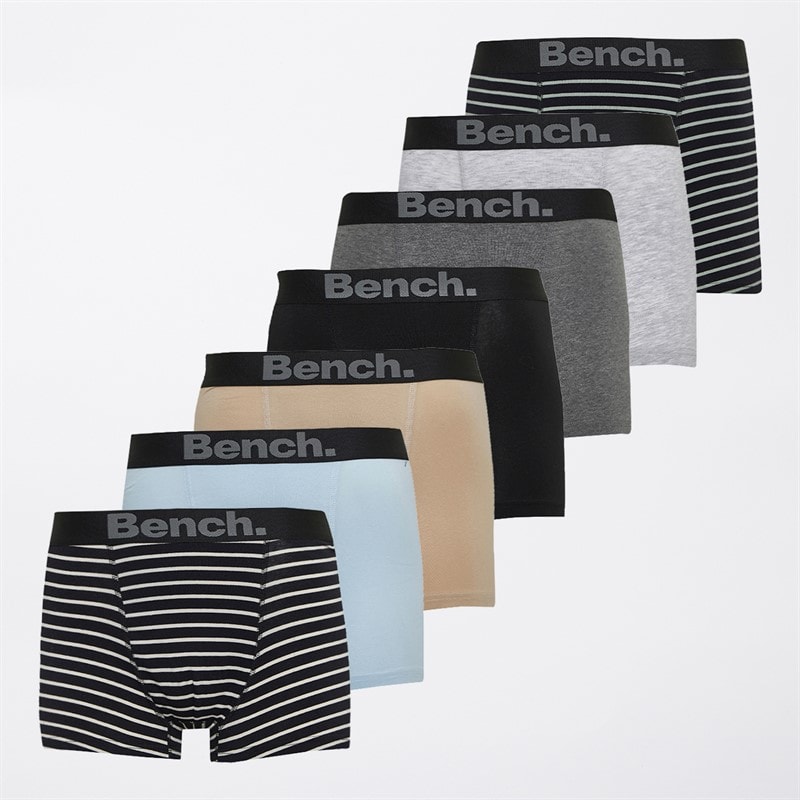 Bench Herre Tosinev Syv Pakke Boxers Black Stripes/Skyway/Charcoal Marl/Black Stripes/Stone/Sort/Grey Marl