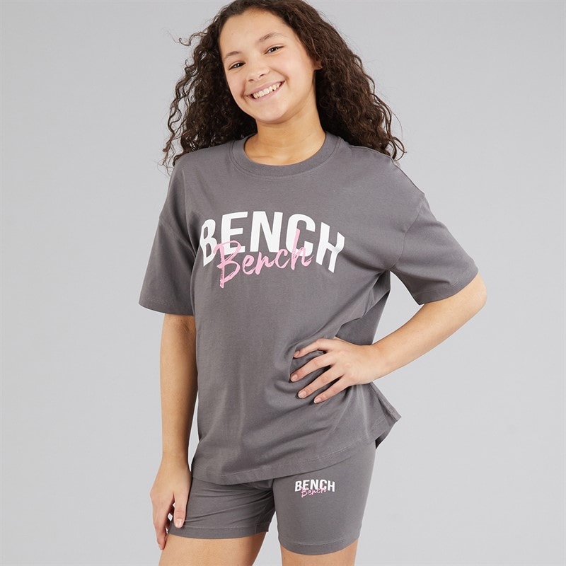 Bench Piger Vexlo T Shirt Og Shorts Sæt Charcoal - Billede 1