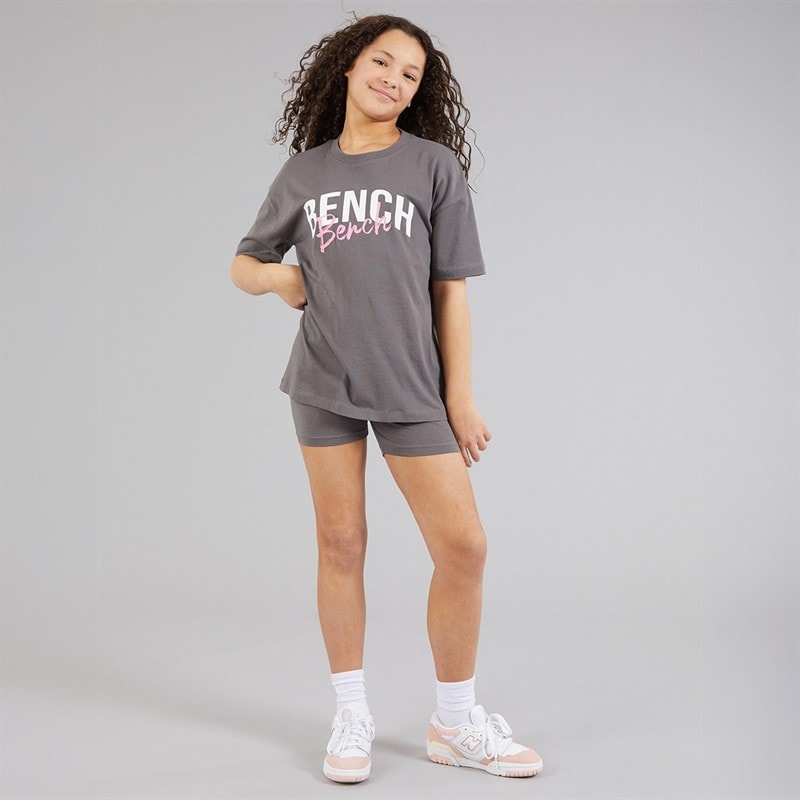 Bench Piger Vexlo T Shirt Og Shorts Sæt Charcoal - Billede 4