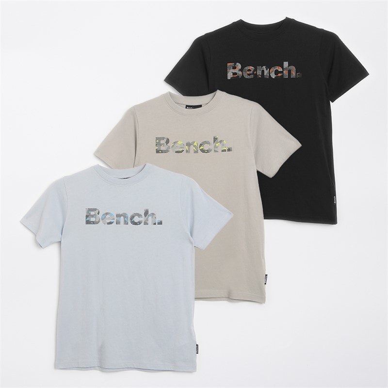 Bench Drenge Lockin Tre Pak T-shirts Frost Grey/Sort/Blue Aura