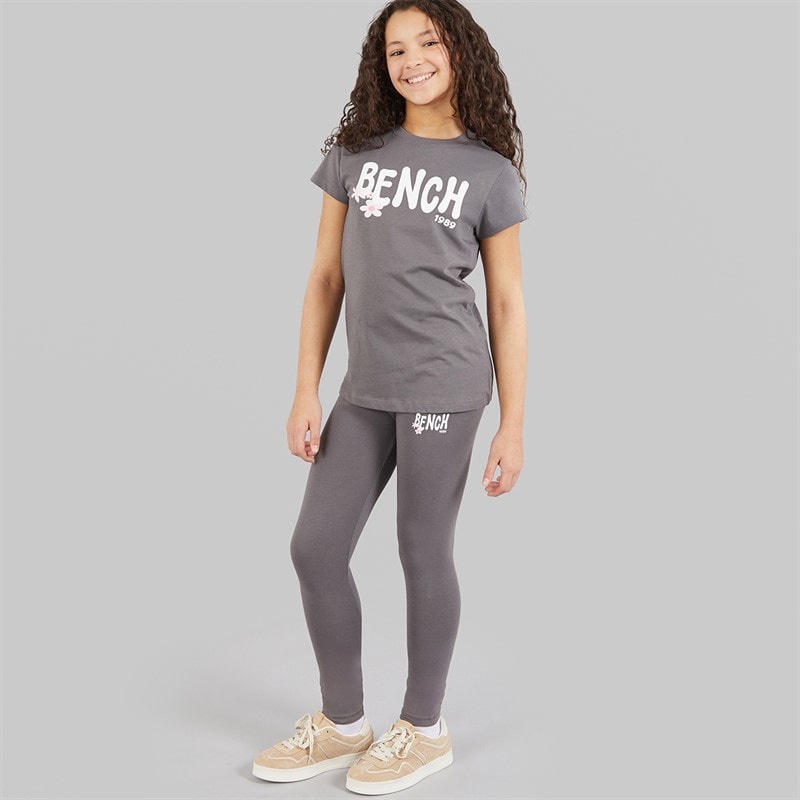 Bench Piger Wibsy T shirt Og Leggings Sæt Charcoal