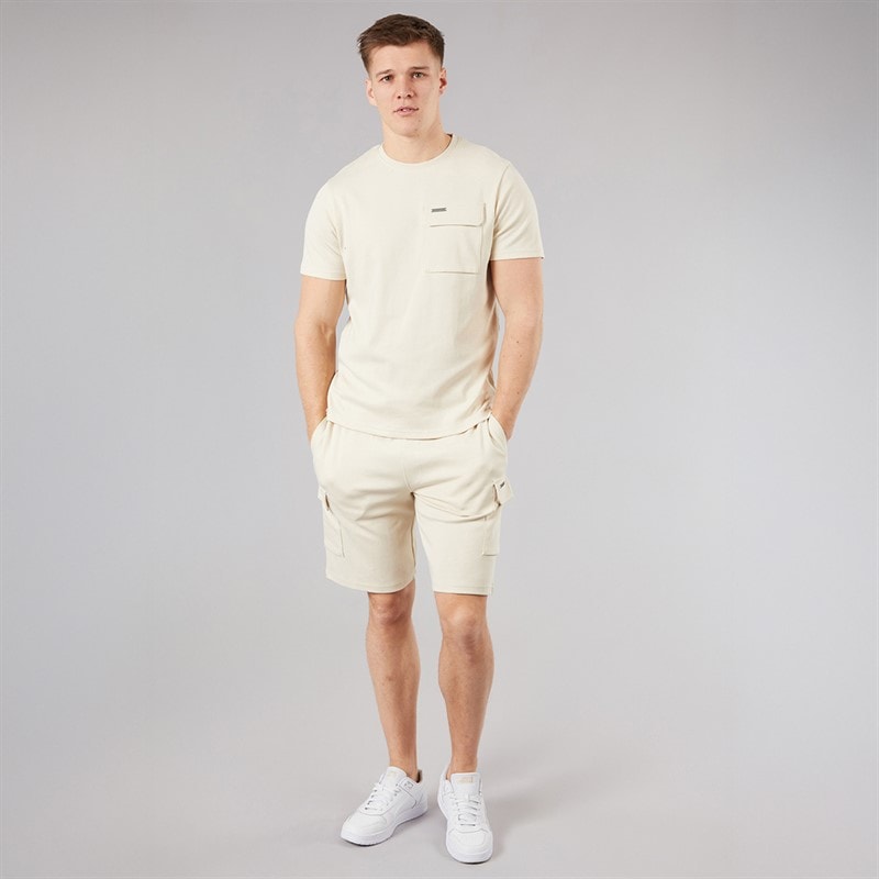 Bench Herre Ludar T-shirt Og Shorts Sæt Ecru - Billede 4