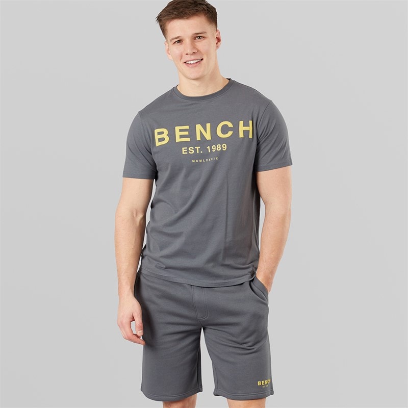 Bench Herre Nuvero T-shirt Og Shorts Sæt Steel Grey