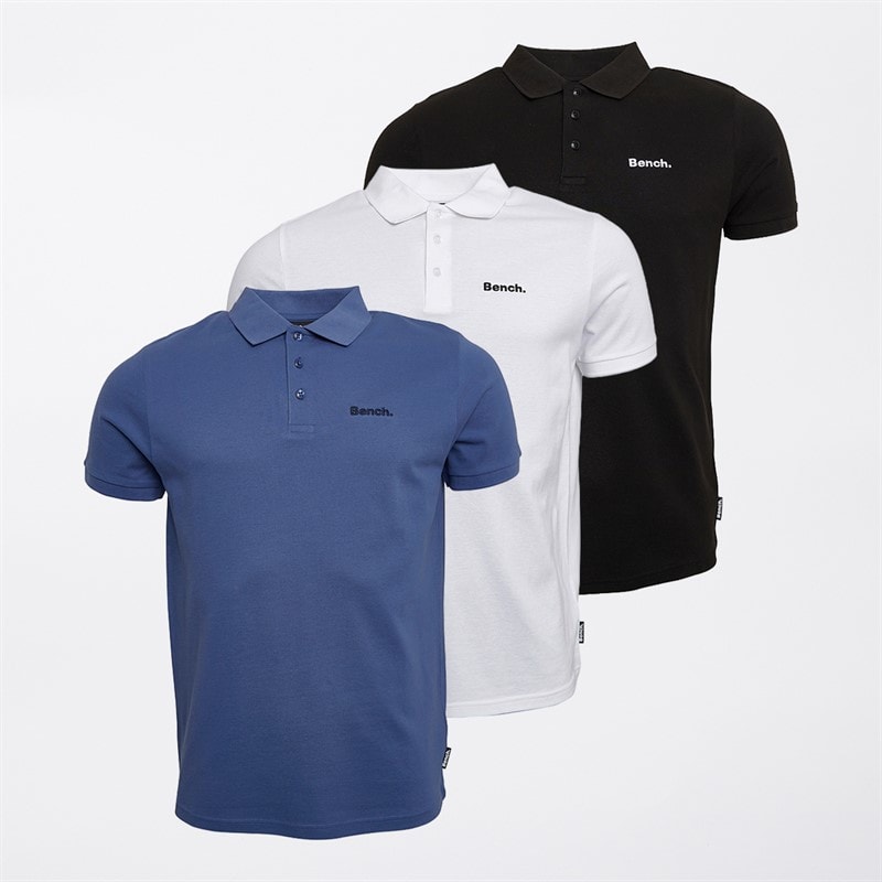 Bench Herre Takino tre pak polo shirts Sort/Hvid/Mid Blue - Billede 1
