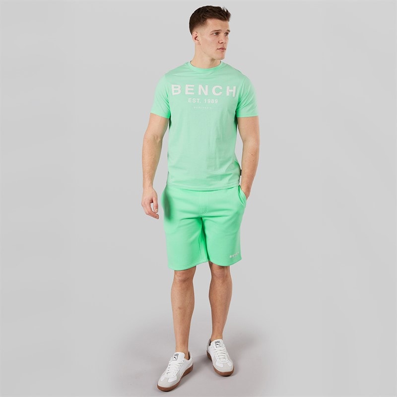 Bench Herre Nuvero T-shirt Og Shorts Sæt Deep Mint - Billede 4