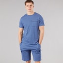 Bench Herre Ludar T-shirt Og Shorts Sæt Mid Blue