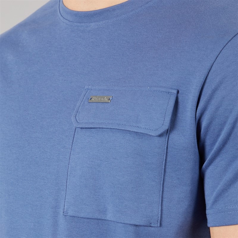 Bench Herre Ludar T-shirt Og Shorts Sæt Mid Blue - Billede 3