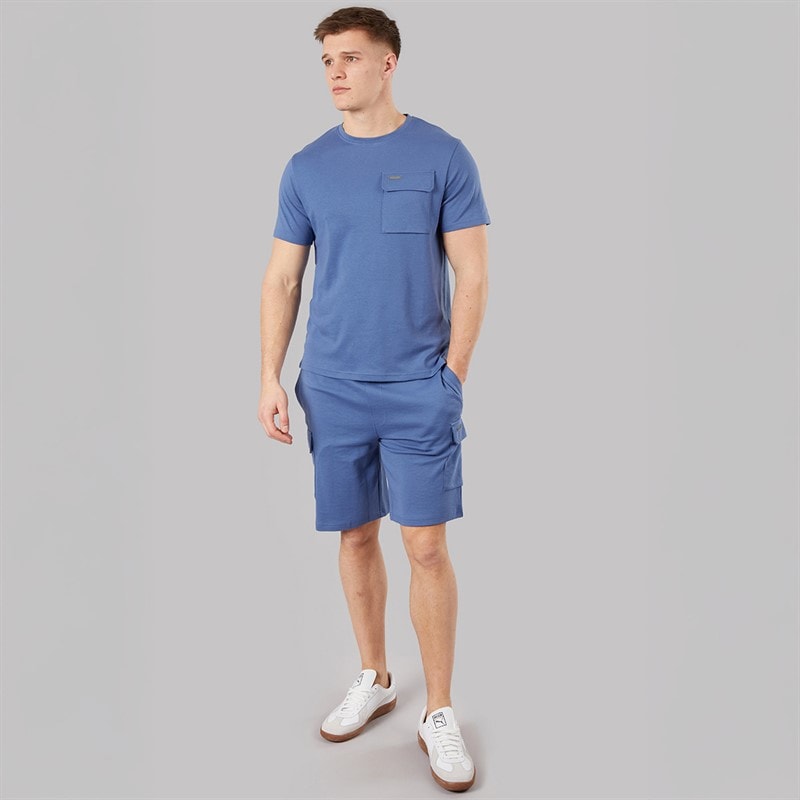 Bench Herre Ludar T-shirt Og Shorts Sæt Mid Blue - Billede 4