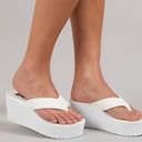 Bench Dame Vacay Chunky Kile Hæle Klipklappere White Pu