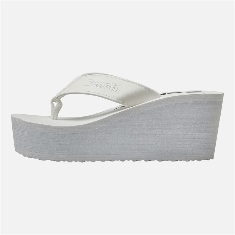 Bench Dame Vacay Chunky Kile Hæle Klipklappere White Pu - Billede 2