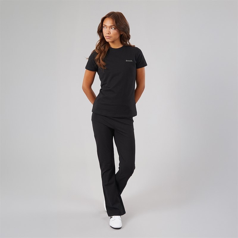 Bench Dame Heatha Rund Hals T Shirt Og Vide Ben Leggings Sæt Sort - Billede 4
