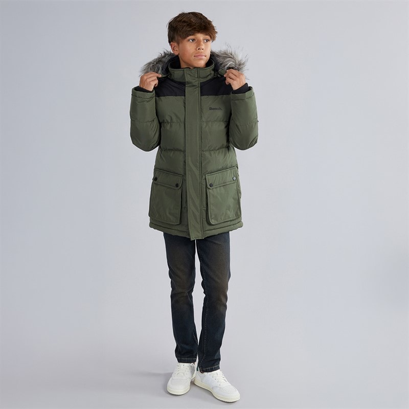 Bench Drenge Propp Polstret Parka Frakke Khaki - Billede 4