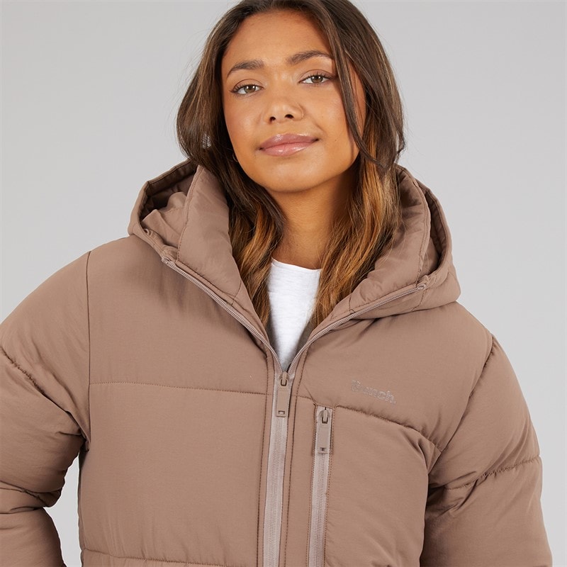 Bench Dame Cinder Lang Pufjakke Light Brown - Billede 3