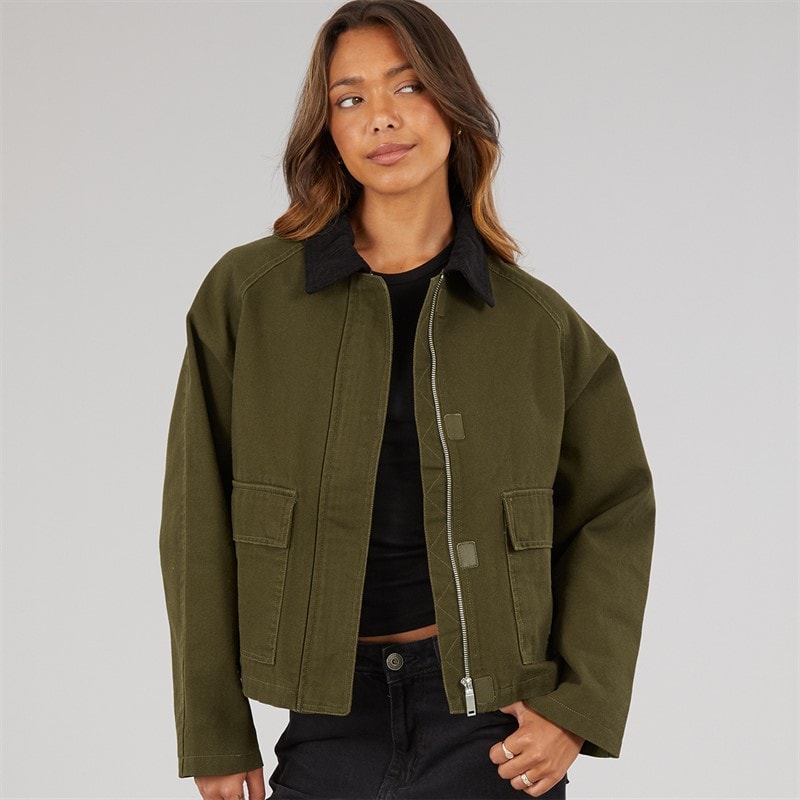 Bench Dame Tayah Cropped Længde Utility Jakke Dark Olive