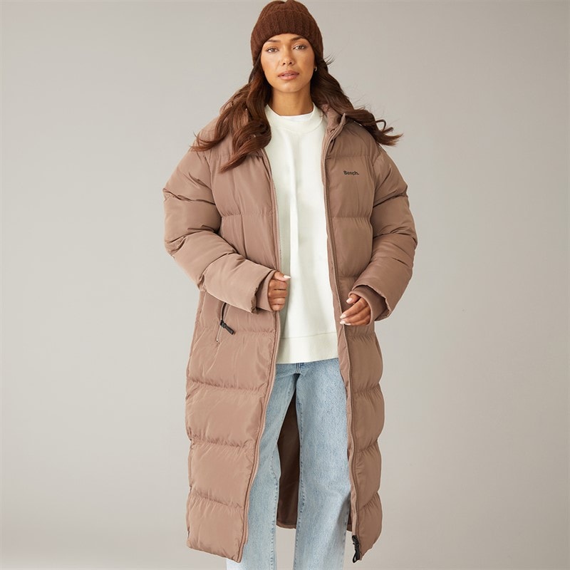 Bench Dame Ryelle Maxi Længde Puf Jakke Light Brown