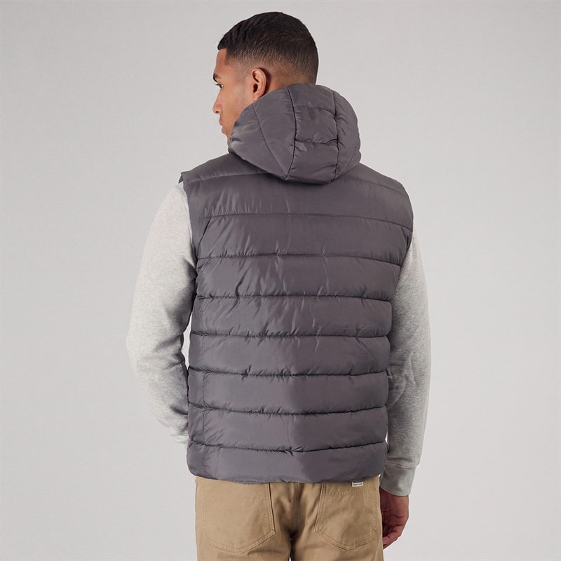 Bench Herre Galban Hætteklædte Dunjakke Vest Ny Mørkegrå New Dk Grey - Billede 2