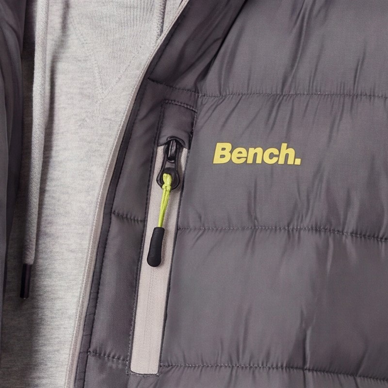 Bench Herre Galban Hætteklædte Dunjakke Vest Ny Mørkegrå New Dk Grey - Billede 3