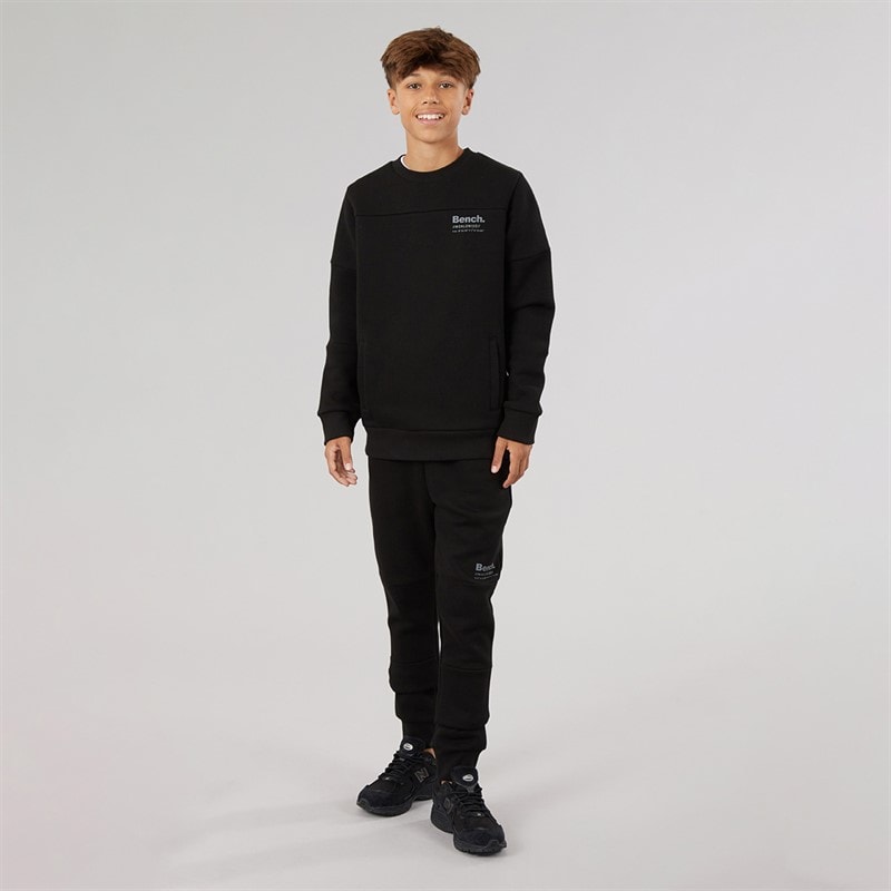 Bench Drenge Techshun Sweatshirt Og Joggingbukser Træningssæt Sort - Billede 3