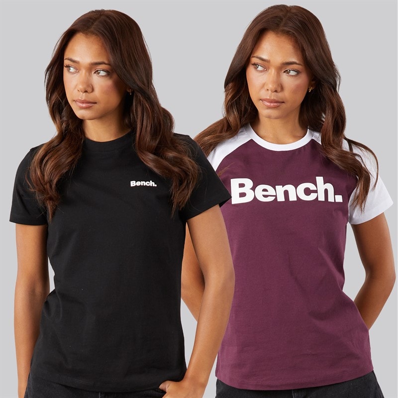 Bench Dame Eldara To Pak T shirts Cherry Lacquer/Hvid