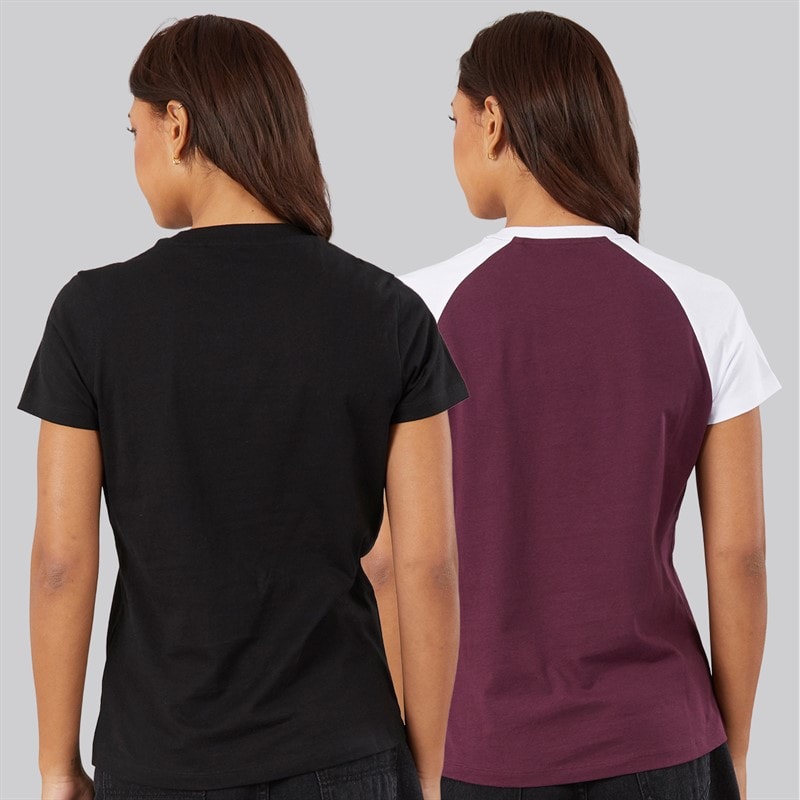 Bench Dame Eldara To Pak T shirts Cherry Lacquer/Hvid - Billede 2