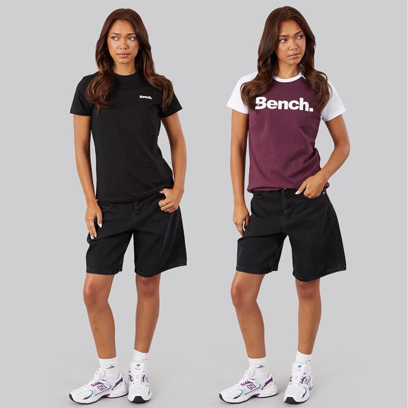 Bench Dame Eldara To Pak T shirts Cherry Lacquer/Hvid - Billede 3