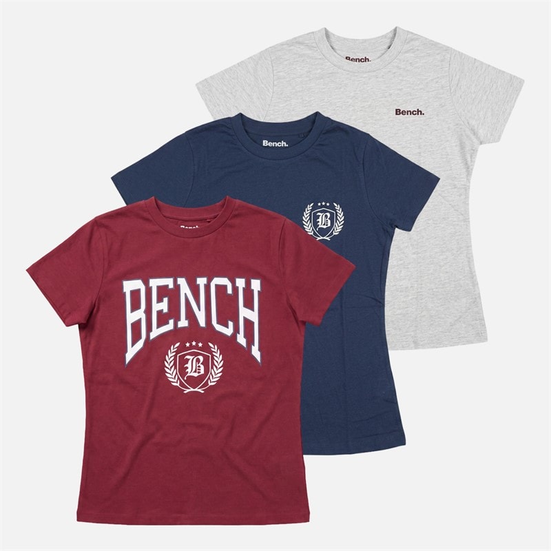 Bench Dame Ishra Tre Pak T-shirts Grey Marl/Cordovan/Navy - Billede 1