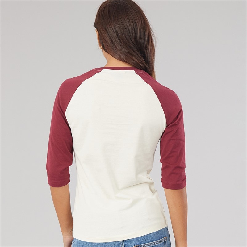 Bench Dame Diah 3/4 ærmet T-shirt med crest grafik Winter White/Cordovan - Billede 2