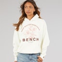 Bench Dame Olly Oversized Hættetrøje Med Grafisk Print Winter White