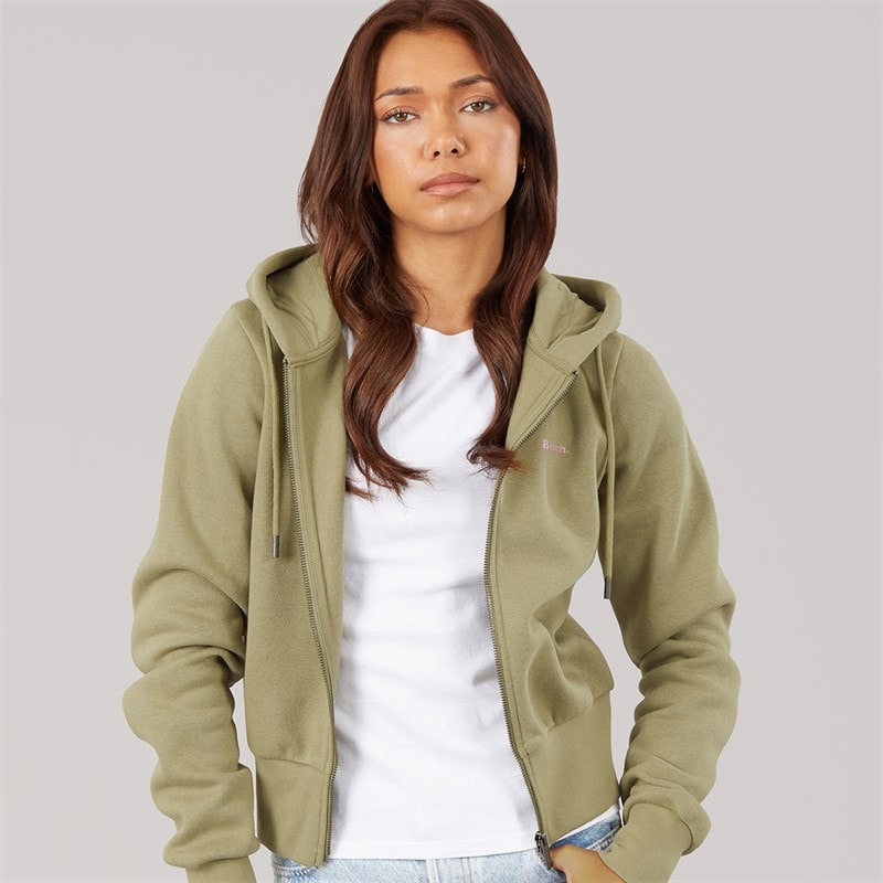 Bench Dame Chessa Pas Lynlås Gennem Hættetrøje Washed Khaki - Billede 1