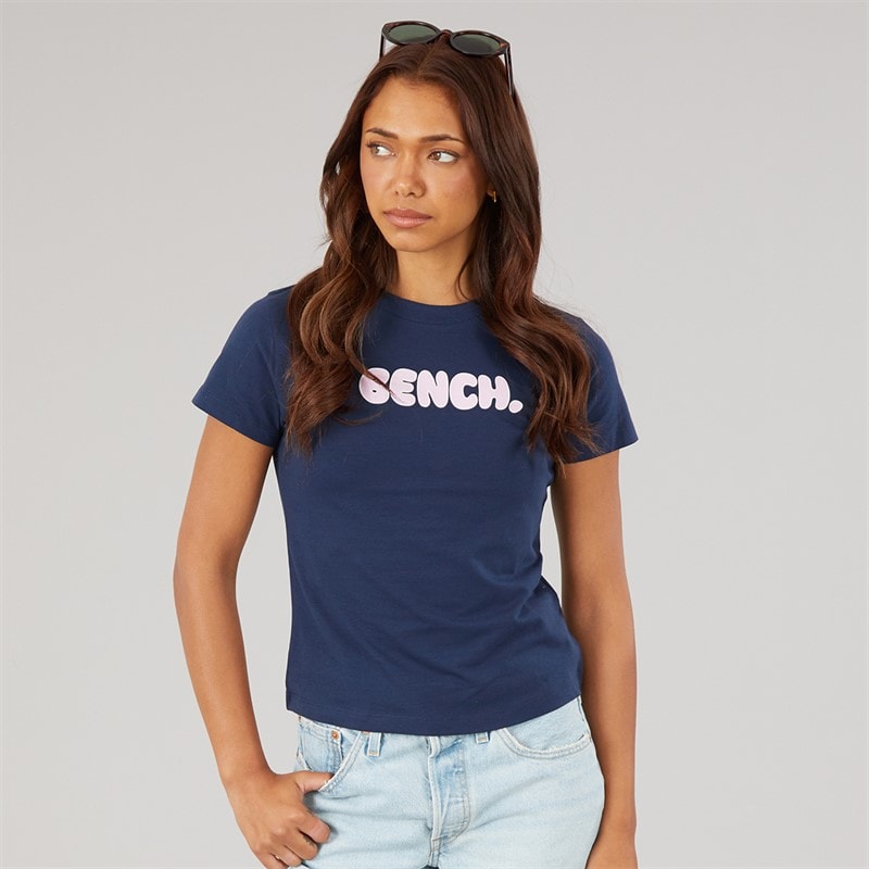 Bench Dame Ress Baby Fit T Shirt Med Grafisk Print Navy